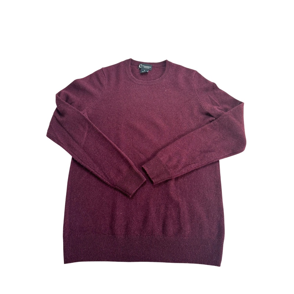 C by Bloomingdale's Cashmere Sweater Women S Burgundy Excellent 2-Ply Crewneck